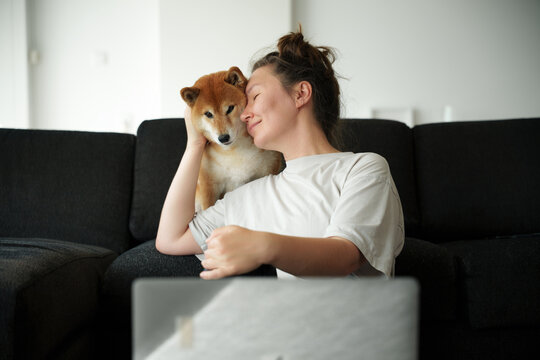 Rubbing head against dog