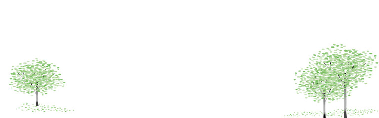 バナー＆テキスト背景_水彩の木々,樹木,常緑｜fresh green,tree