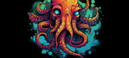 Naklejka premium Kraken kingkong vector illustration t-shirt design ,generative AI
