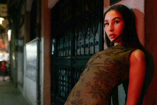 Stylish Urban Portrait with Red Glow