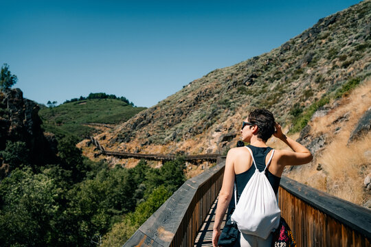 Hiking Along a Scenic Pathway in a Mountainous Landscape