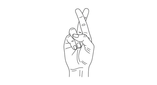 Hand gesture showing crossed fingers for good luck and hope