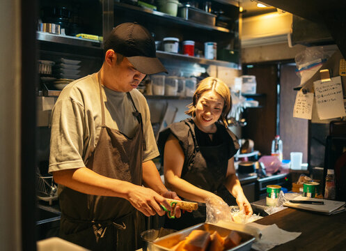Cooking in a Tokyo restaurant