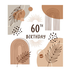 Fototapeta premium Boho Abstract 60th Birthday Invite Template