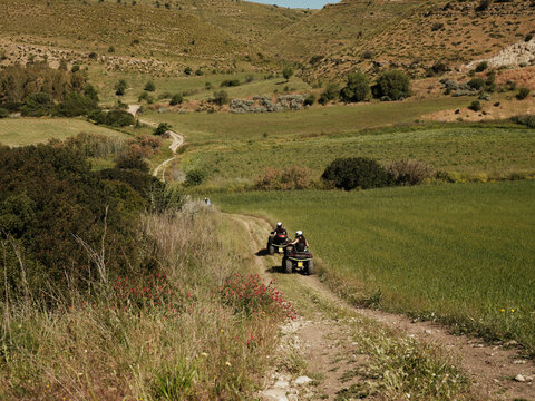 driving a quad bike, 