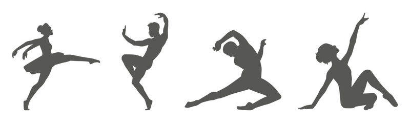 Dance performance silhouette collection set. Dancer silhouette collection.