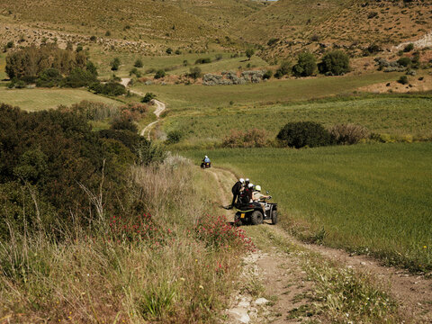 driving a quad bike, 