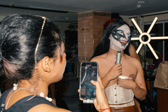 Celebration of creativity and expression in vibrant costume