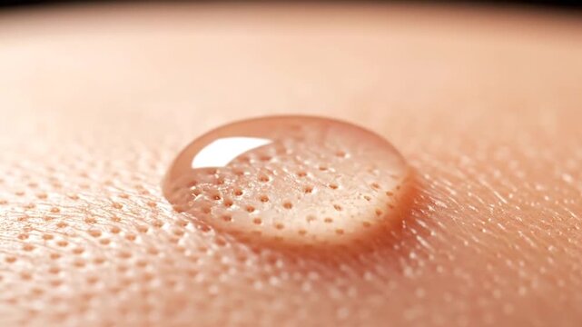 Clear Gel Droplet on Human Skin Closeup.