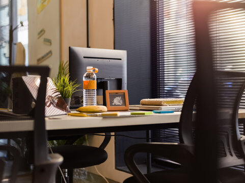 Modern Workspace With Personal Touches and Organized Supplies