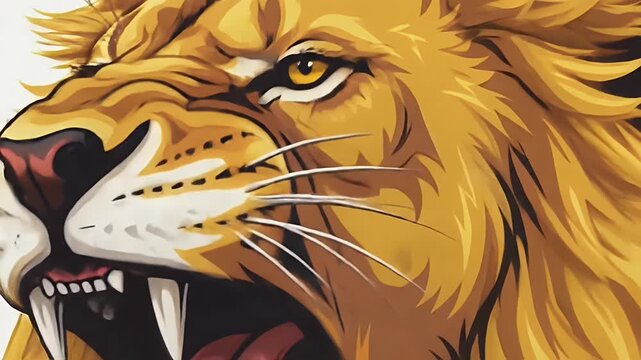 lion roar side profile illustration with majestic mane on white background