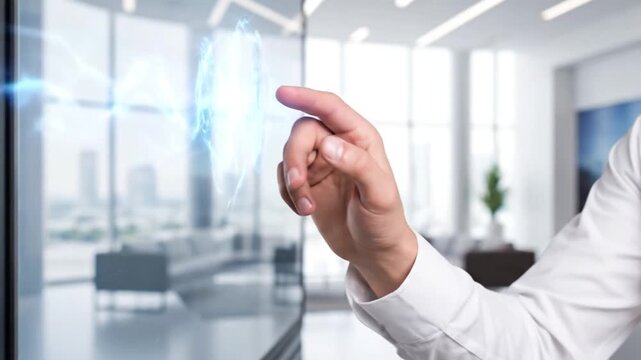 Hand Gesturing in Modern Office Space.