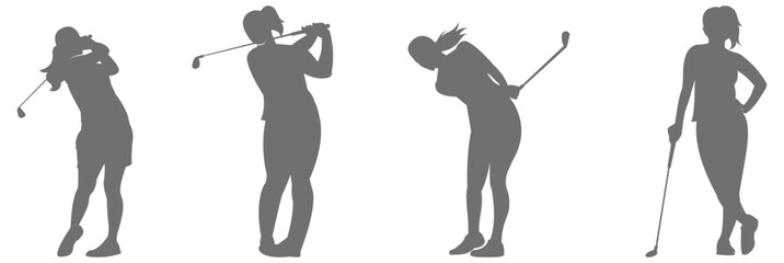 Golf player swing silhouette collection
