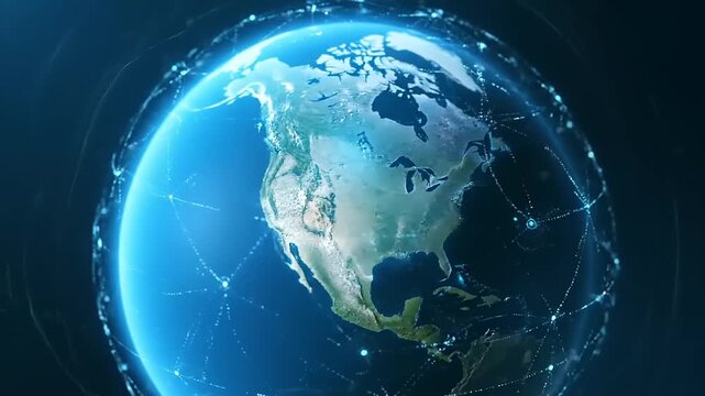 Global Network Earth from Space View.