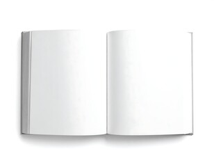 Naklejka premium An open book with blank white pages on a plain background