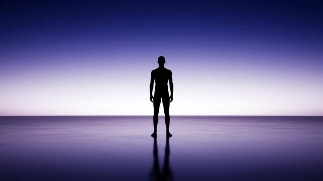Man Standing Alone in Vast Landscape.