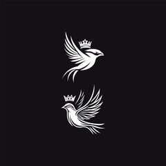 Obraz premium hand-drawn illustration of a majestic bird in flight wearing a crown