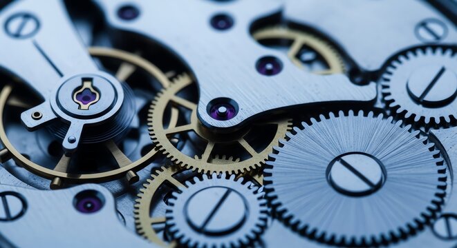 Close-up of intricate watch mechanism