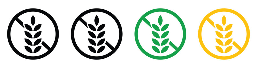 gluten-free food label vector icons. wheat free, allergen safe symbols for health, diet, organic packaging and nutrition branding. vector illustration.                           