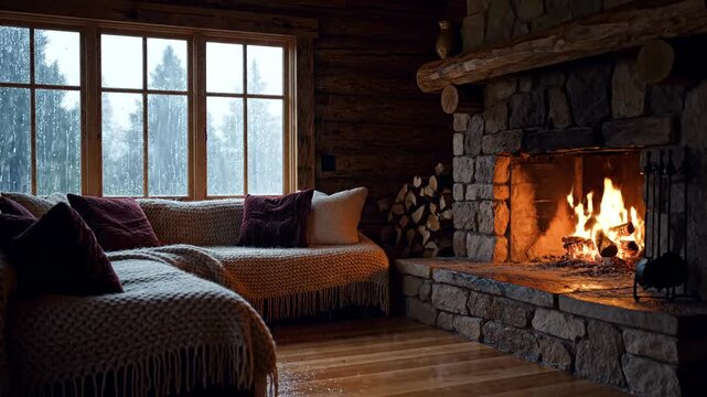 Cozy Living Room with Fireplace and Window.