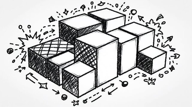 Minimalist abstract black line drawing on a clean white background