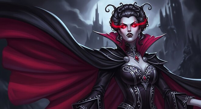Fantasy Vampire Queen in Dark Castle.