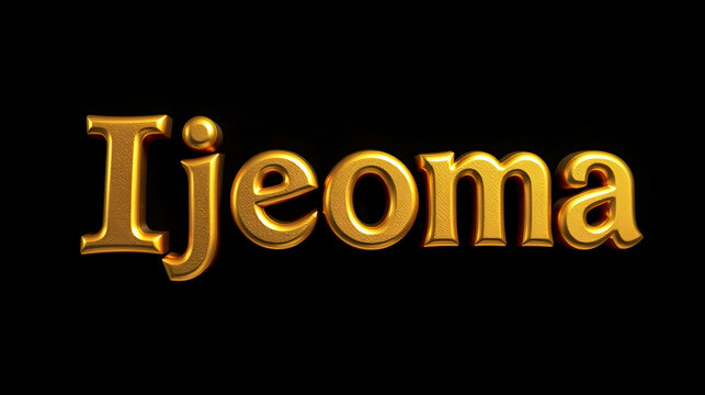 Old gold text effect of Nigerian Pidgin name Ijeoma with 3D glossy style Mockup.