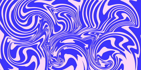 Blue Wavy Lines Abstract Background in Trendy Retro Psychedelic Style. Twisted, Swirled, and Distorted Vector Texture Pattern
