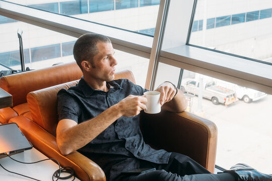 Man in Airport Lounge