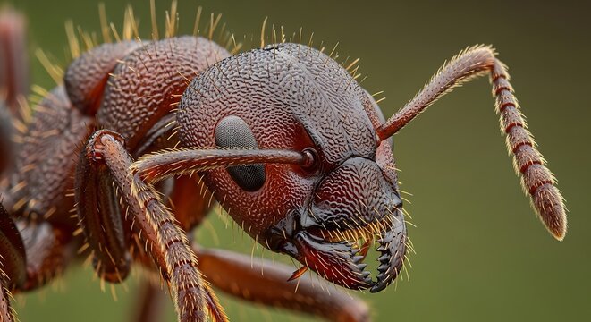 Closeup of an Ants Head and Antennae.