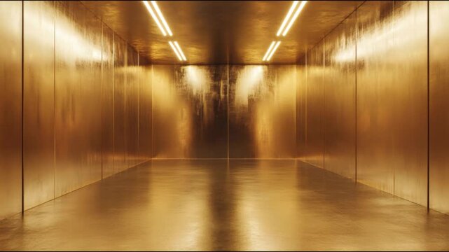 Luxury Golden Hallway Interior Background Scene