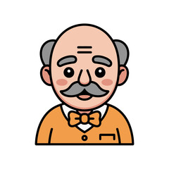 Obraz premium A cartoon illustration of an elderly man with a mustache and bow tie