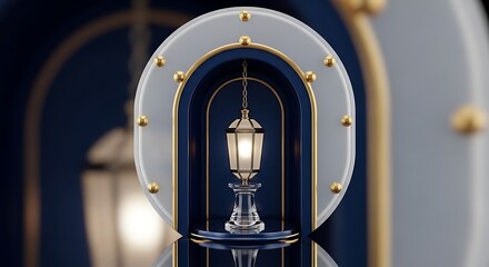 Luxurious Lantern Display on Ornate Stand with Gold Accents.