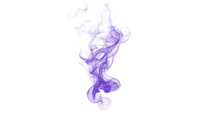 Fototapeta premium A delicate, translucent wisp of indigo smoke unfurls softly against a stark white background, creating a sense of calm and fluidity.