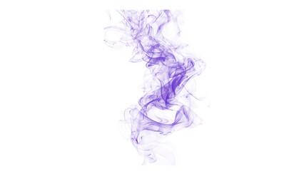 Fototapeta premium A singular strand of deep purple smoke ascends and twists intricately against a luminous white space, suggesting mystery and elegance.