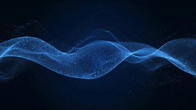 Blue Wavy Lines on Dark Background.