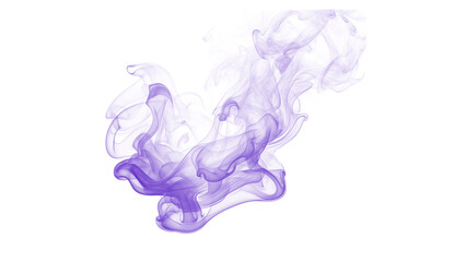 Soft, translucent lavender smoke forms an elegant, abstract shape with gentle curves on a white background.