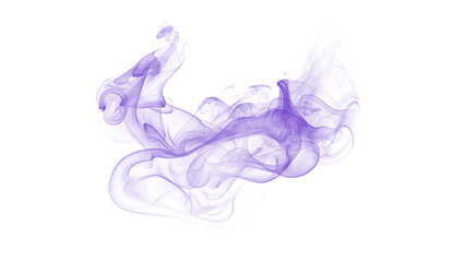 Obraz premium Intricate purple smoke formations drift elegantly against a white backdrop, ideal for adding abstract visual flair.