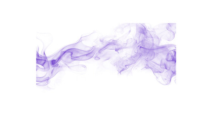 Fototapeta premium Delicate purple smoke plumes flowing gracefully across a white canvas, creating an abstract and ethereal visual effect with soft lavender hues and intricate shapes.