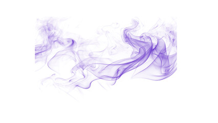 Fototapeta premium Vibrant purple smoke swirling upwards on a clean white background, abstract energy and movement