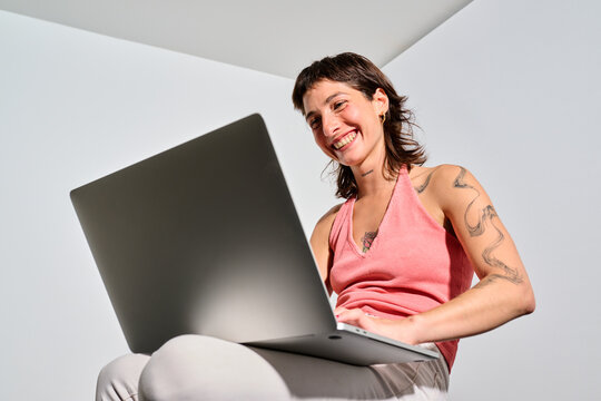 Businesswoman smiling while Working at Her Office