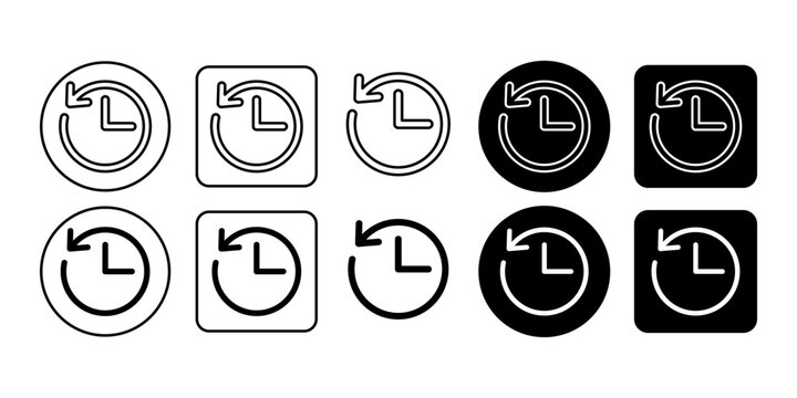 History Clock Icon Set with Time Record Symbol for Activity and Timeline