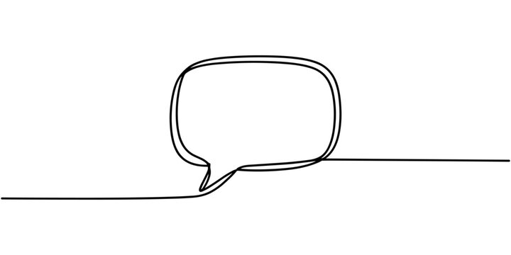 Speech bubbles continuous one line drawing, Empty speech bubbles minimalist linear black sketch vector illustration, Speech bubble continuous one line art drawing dual conversation dialogue speech