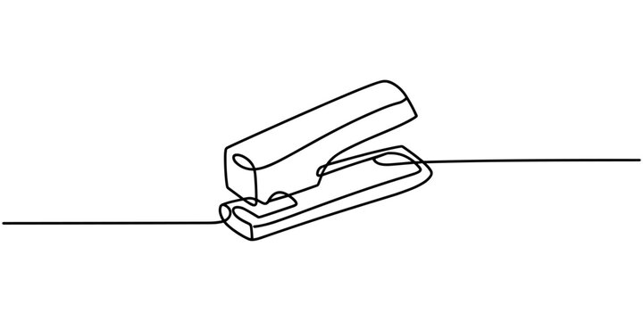 stapler pin continuous one line drawing, self drawing of continuous one line draw of Stapler, illustration concept, Full length single line Stapler. Staple pro.