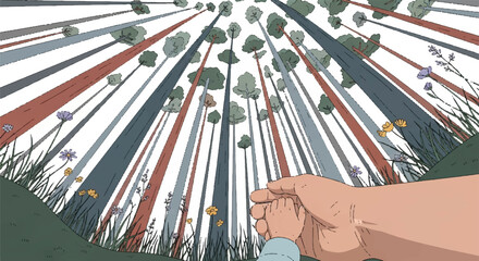 Obraz premium Nurturing Future Paths: A Parent's Guiding Hand in a World of Natural Wonder