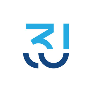 This image is a logo design of initial 3J in simple flat style in blue color that looks clean on a white background