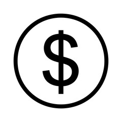 Obraz premium A black dollar sign within a circle on a white background