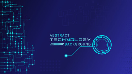Fototapeta premium Abstract technology banner gradient blue background concept. Digital Technology Background with Circuitry and Futuristic Elements. Abstract Digital Technology Background.