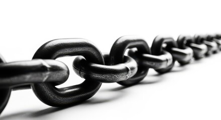 Obraz premium Closeup of a black chain on a white background