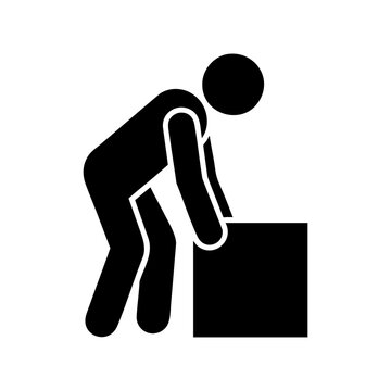 Person Trying to Lift a Box Icon &ndash; Manual Handling, Physical Effort and Workplace Safety Concept